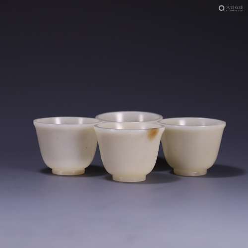 Hetian jade cup four a, size: 5.2 * 4.0 cm, 163.3 g!