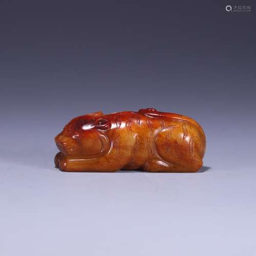 Hetian jade tiger decubitus carvings, size: 7.0 * * * * 2.6 ...