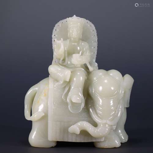 Hetian jade samantabhadra ride like furnishing articles19 cm...