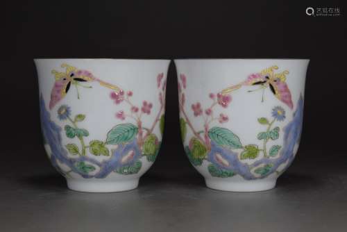 Pastel colour butterfly love chrysanthemum grain bell cup of...