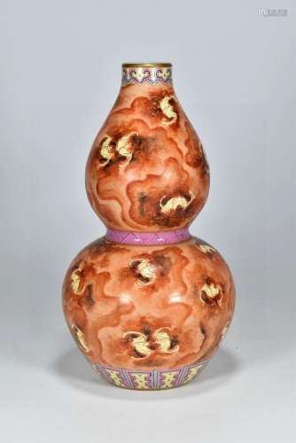 Alum colour with red glaze fortuna's endless gourd bottl...