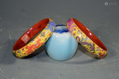 Colored enamel in extremely good fortune grain bracelets of ...