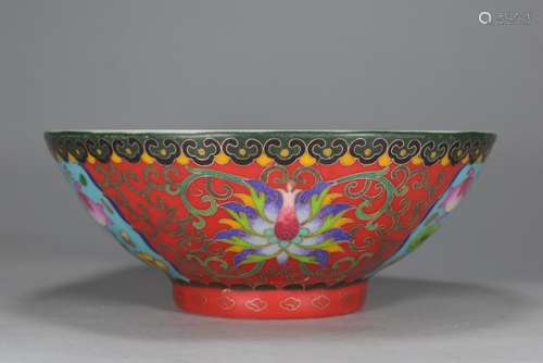 Big chenghua porcelain body cloisonne lotus grain bowl of un...