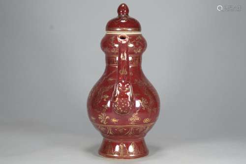 The big red glaze colour ewer dragon pattern24 cm high 18 ce...