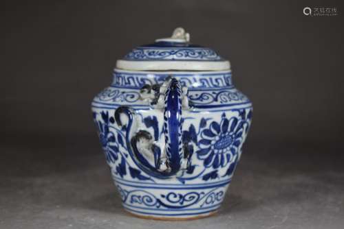 Blue and white daisies grain ewer12 cm in diameter 15 cm tal...