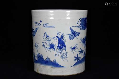 Big blue doors of ghost grain brush pot22 cm diameter 20 cm ...