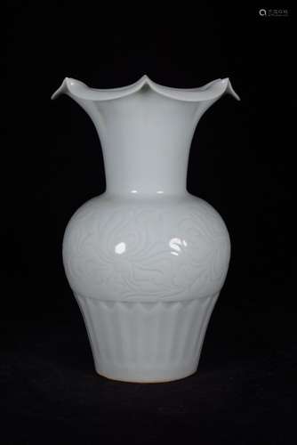 Shadow blue glaze dark left kiln carved the lotus flower kwa...