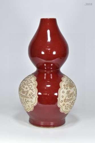 Ji red glaze with double window carving craft girlfriend gra...