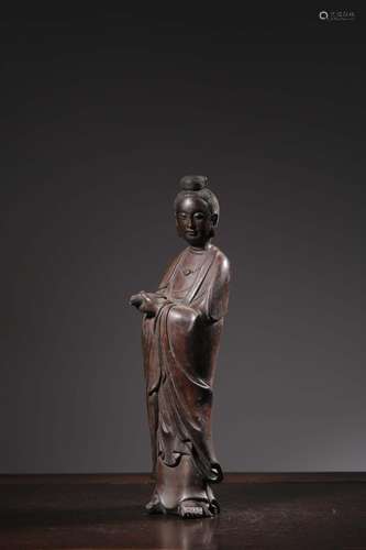 Lobular rosewood carving through the guanyin stands resemble...