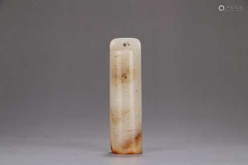 Hetian jade element face feathered pipeSpecification: 6.7 cm...