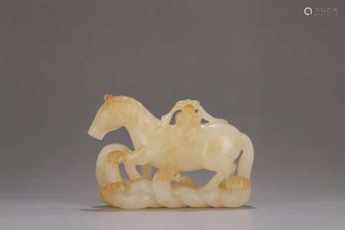 Hetian jade seed makings "horse" furnishing articl...