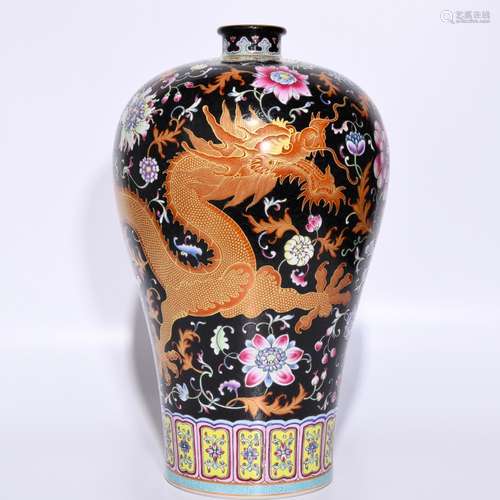 Sharply glaze enamel paint dragon plum bottle, 32.5 diameter...