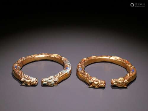 Copper and gold animal print bracelet a couple.Specification...