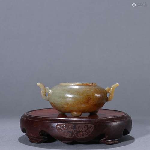 Hetian jade material toward the crown ear furnace with three...