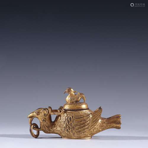 Copper and gold phoenix bird-like four water jarSpecificatio...