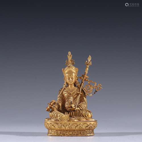 Copper and gold "padmasambhava statue.Specification: hi...