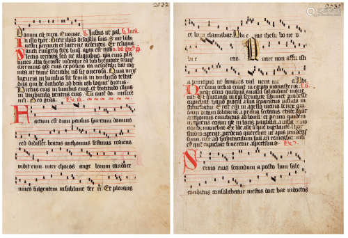 中世纪羊皮纸手写彩绘本 羊皮纸写本 天主教圣歌曲谱 五纸