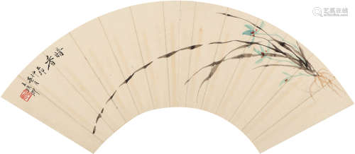 王瑶卿（1881-1954）国画扇面 1939年 纸本镜心 一幅