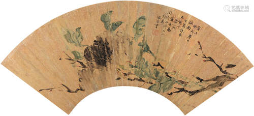 骆绮兰（清）国画泥金扇面 1814年 纸本镜心 一张