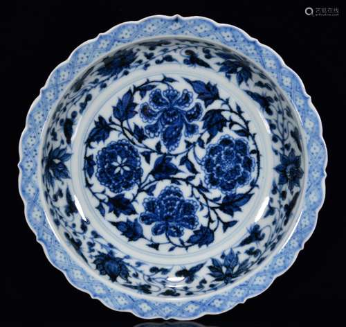 Blue and white peony tray 4.5 * 22 m