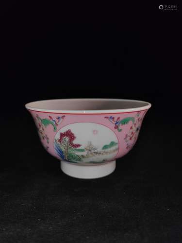 , pastel medallion landscape small bowl