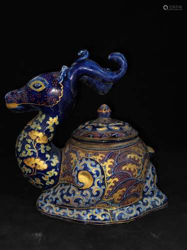 Deer, ji blue glaze colorful paint smoked incense burner, ca...