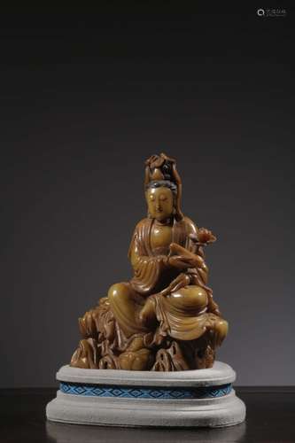 In theshou stone guanyin caveSize: 17.8 cm high, 12.5 cm lon...