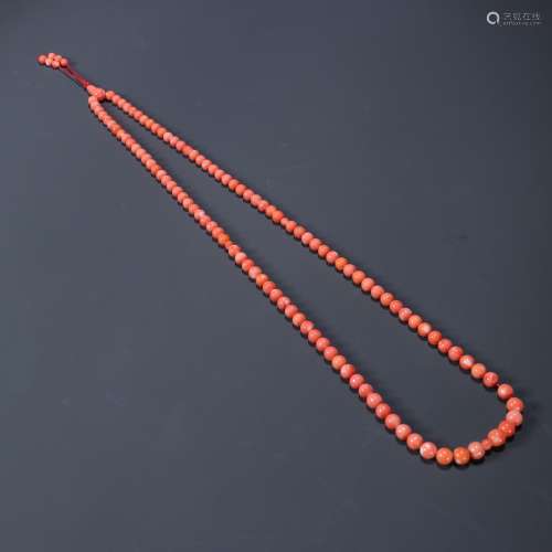 Old coral round pearl necklaceSpecification: high, wide 0.64...