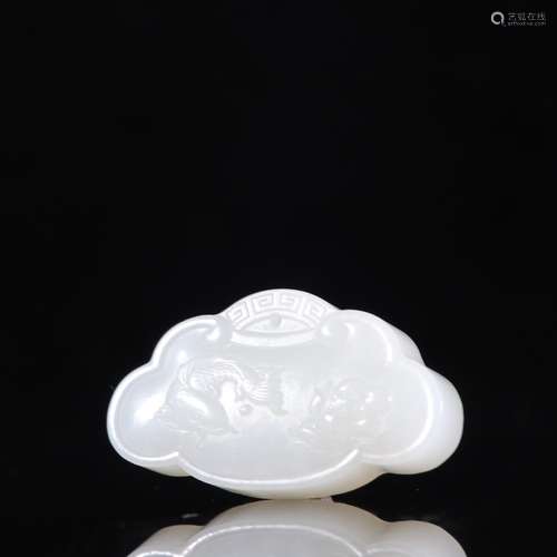 Hetian jade lotus jade fish play lock pendantSpecification: ...