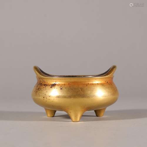 Copper and gold three-legged ears incense burnerSpecificatio...