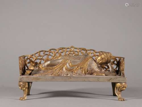 Copper and gold silver sleeping Buddha furnishing articlesSp...