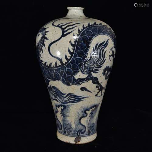 Blue and white dragon plum bottle, 45.5 x 27,