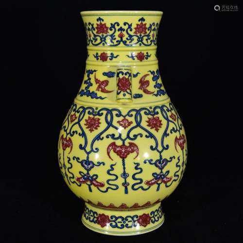 Jiao yellow glaze porcelain youligong and much grain penetra...