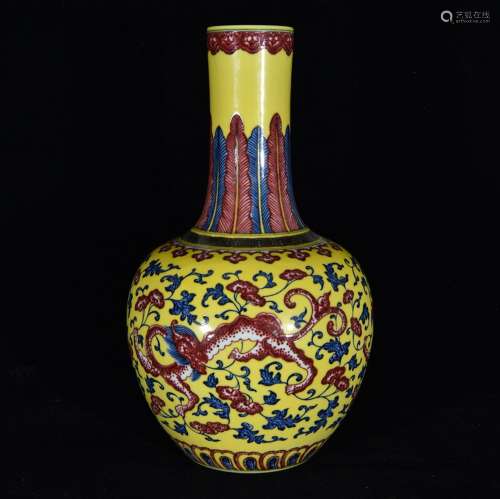 Jiao yellow glaze porcelain youligong red dragon wear patter...