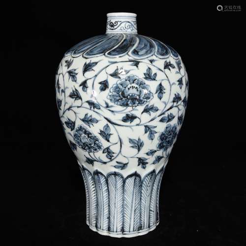 Blue and white flower grain mei bottles around branches, 33 ...