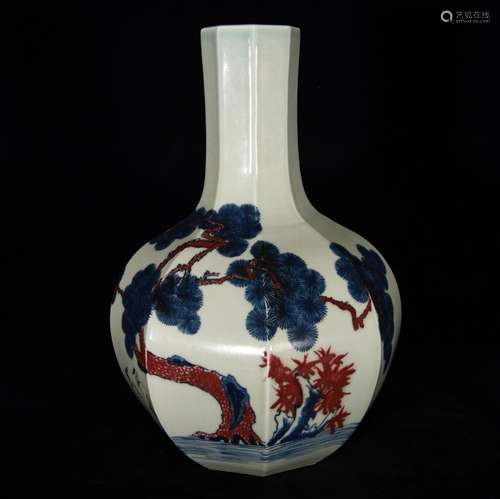 Green glaze porcelain youligong Korean pine crane grain tree...