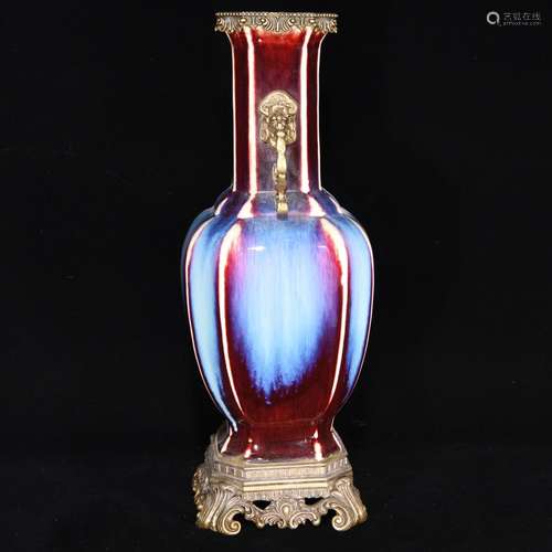 Variable glaze vase, 46 x 17 cm,