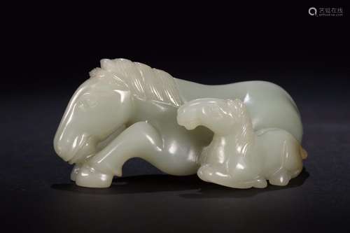 hetian jade horse furnishing articlesHetian jade three-dimen...