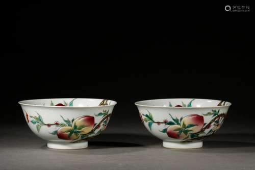 , yong zheng famille rose live lines bowl of a pairSize, 7.5...