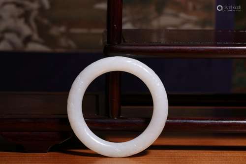 : old hotan white jade longnu xiangyun braceletCarver, surro...