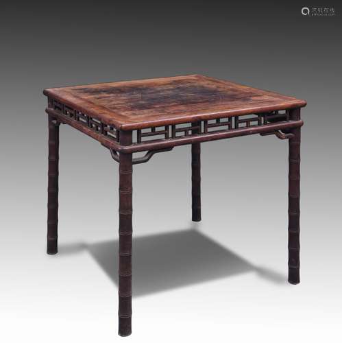 , lobular rosewood imitation bamboo square tableSize: 85 x85...