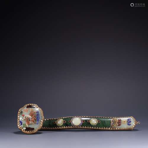 Hetian jade sweet inlay silver and gold and white jade jade ...