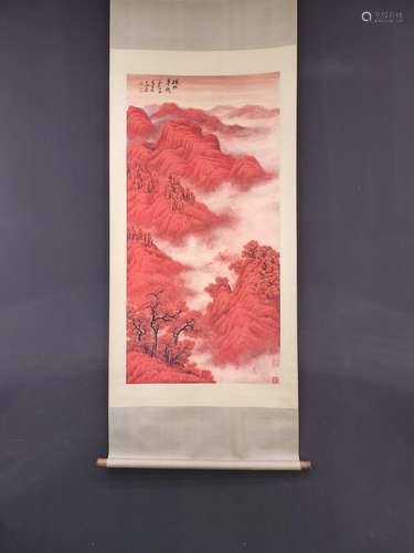 , Li Keran printed Wan Shanhong landscape paintingHeart size...