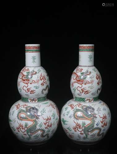 .Old tyres hand-painted five dragon grain gourd bottle a pai...