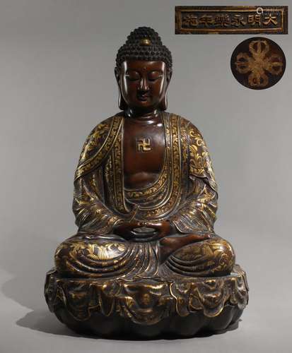 Precision casting copper gold amida Buddha statueSize 34 cm ...