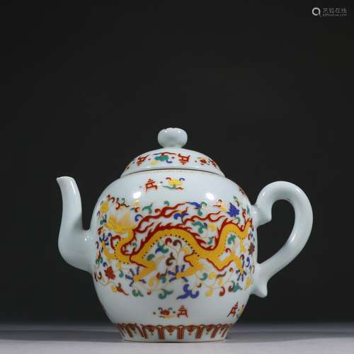 White porcelain glaze enamel YunLongWen teapotSpecification:...