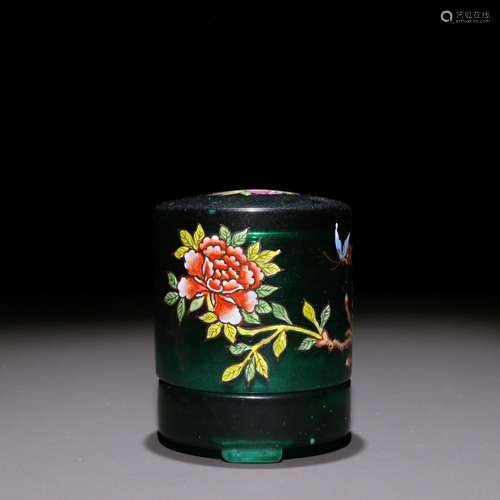 Green belt box BanZhi a coloured glaze painting decorative p...