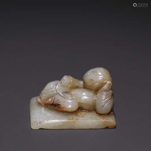 Old hetian jade the lad carvingsSpecification: high 2.6 cm w...