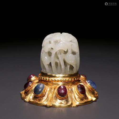 The gold jewels jade crownSpecification: high 5.5 cm wide an...