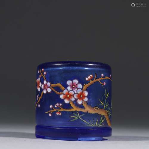 The plum blossom with blue coloured drawing or pattern BanZh...